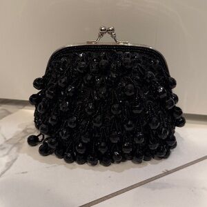 Elegant Black Beaded Clutch